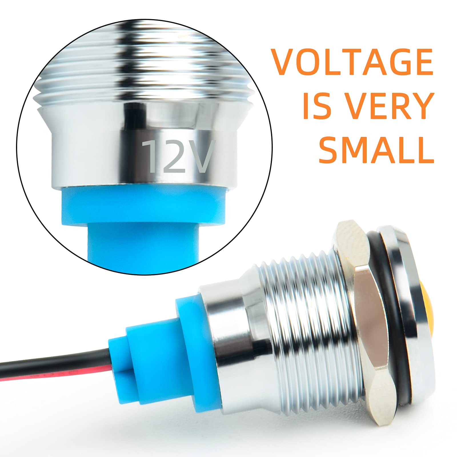Gasher 12V/24V/110V 20Ma Energy Saving Indicator Light Mounting Hole Size 6Mm Green Yellow Red Blue White (12V) 5 Pcs