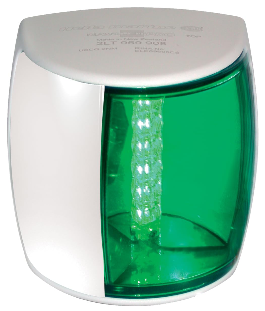 Hella 959908211 '9908 Series' Naviled Pro Multivolt 9-33V Dc 3 Nm Led Starboard Navigation Light With Colored Outer Lens And White Shroud