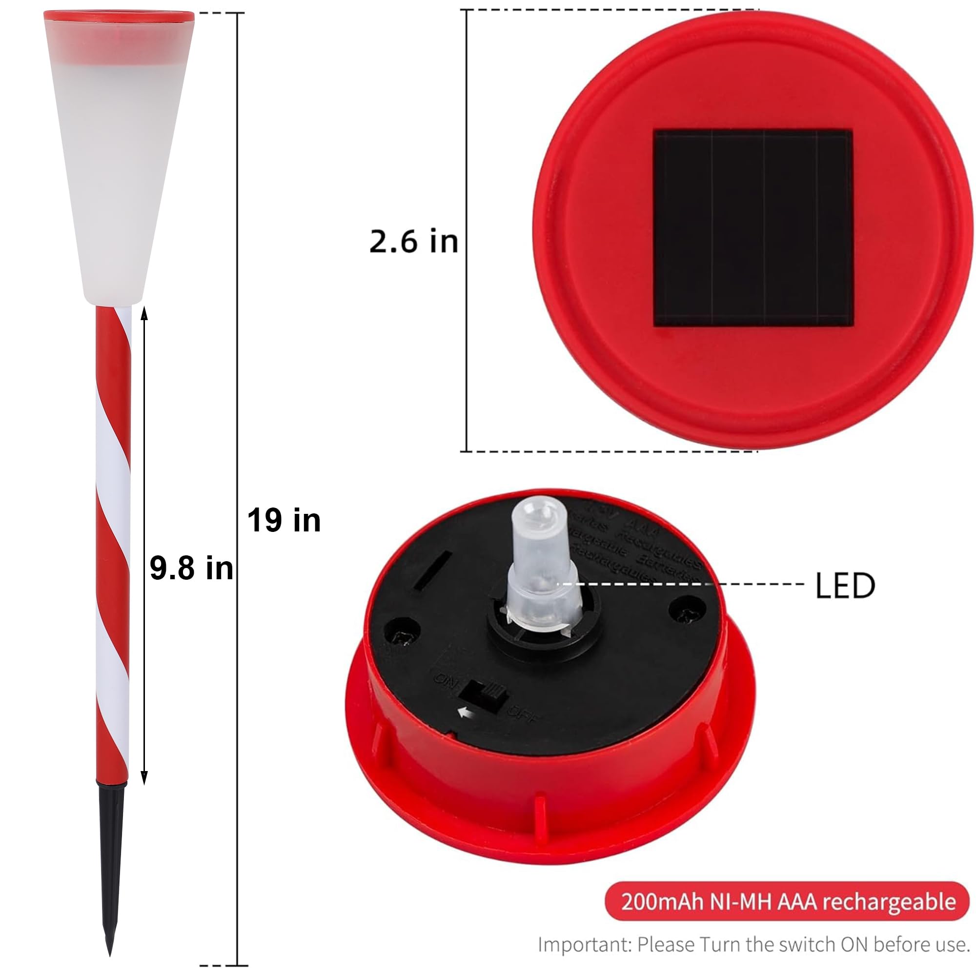 Dynaming 10 Pack Solar Garden Lights, Solar Powered Outdoor Color Changing Christmas Pathway Markers, Waterproof & Auto On/Off C