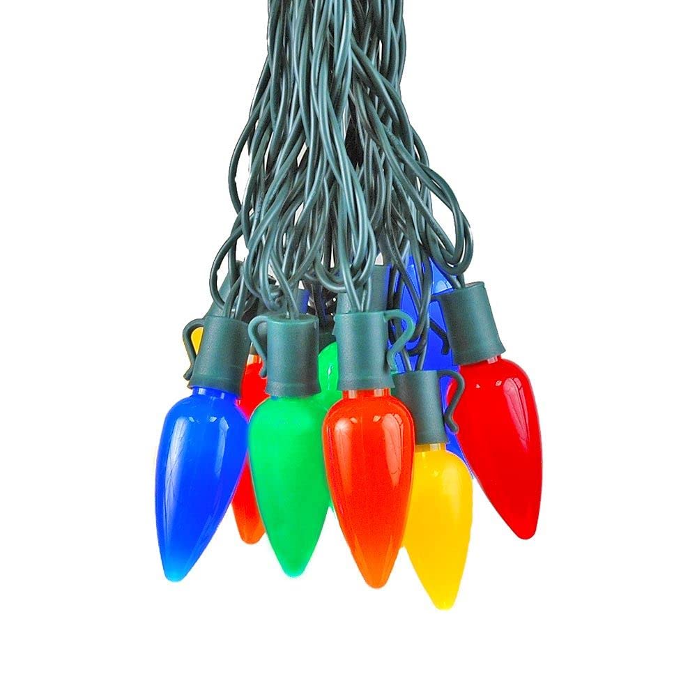 Novelty Lights 25FT C9 LED Ceramic Christmas Lights (25 Bulbs) Novelty Lighting, C9 Christmas Lights Outdoor (Multicolor)