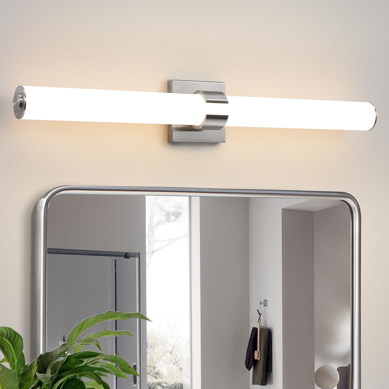 Bathroom Vanity Light Fixtures 31In Brushed Nickel Bathroom Lights Over Mirror, 36W 3000K Dimmable Led Vanity Light Bar Modern Wall Sconce Light For Mirror, Kitchen, Living Room, Gallery, Hallway