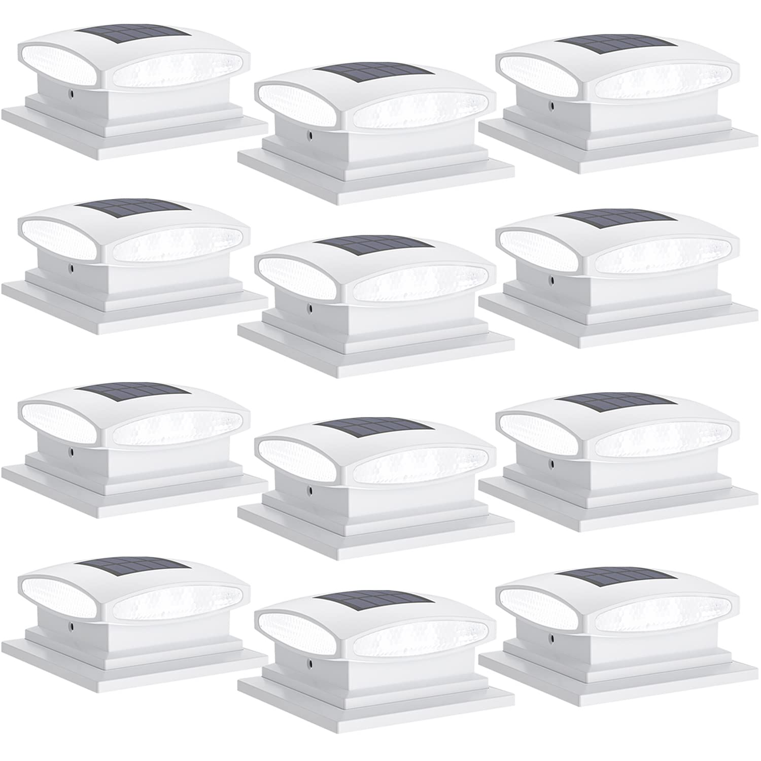 Siedinlar Solar Post Cap Lights Outdoor, 2 Modes 24 Led Solar Powered Fence Deck Light For 4X4 5X5 6X6 Posts Garden Patio Decora