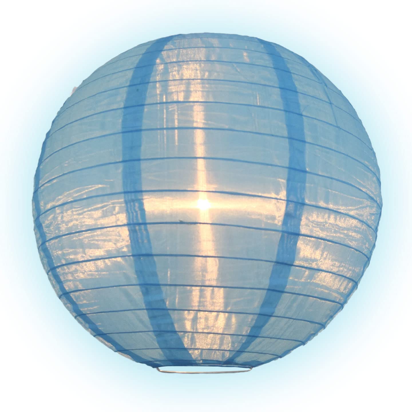 Quasimoon Paperlanternstore.Com 4 Inch Sky Blueround Nylon Lanterns, Even Ribbing, Hanging (10-Pack) Decoration