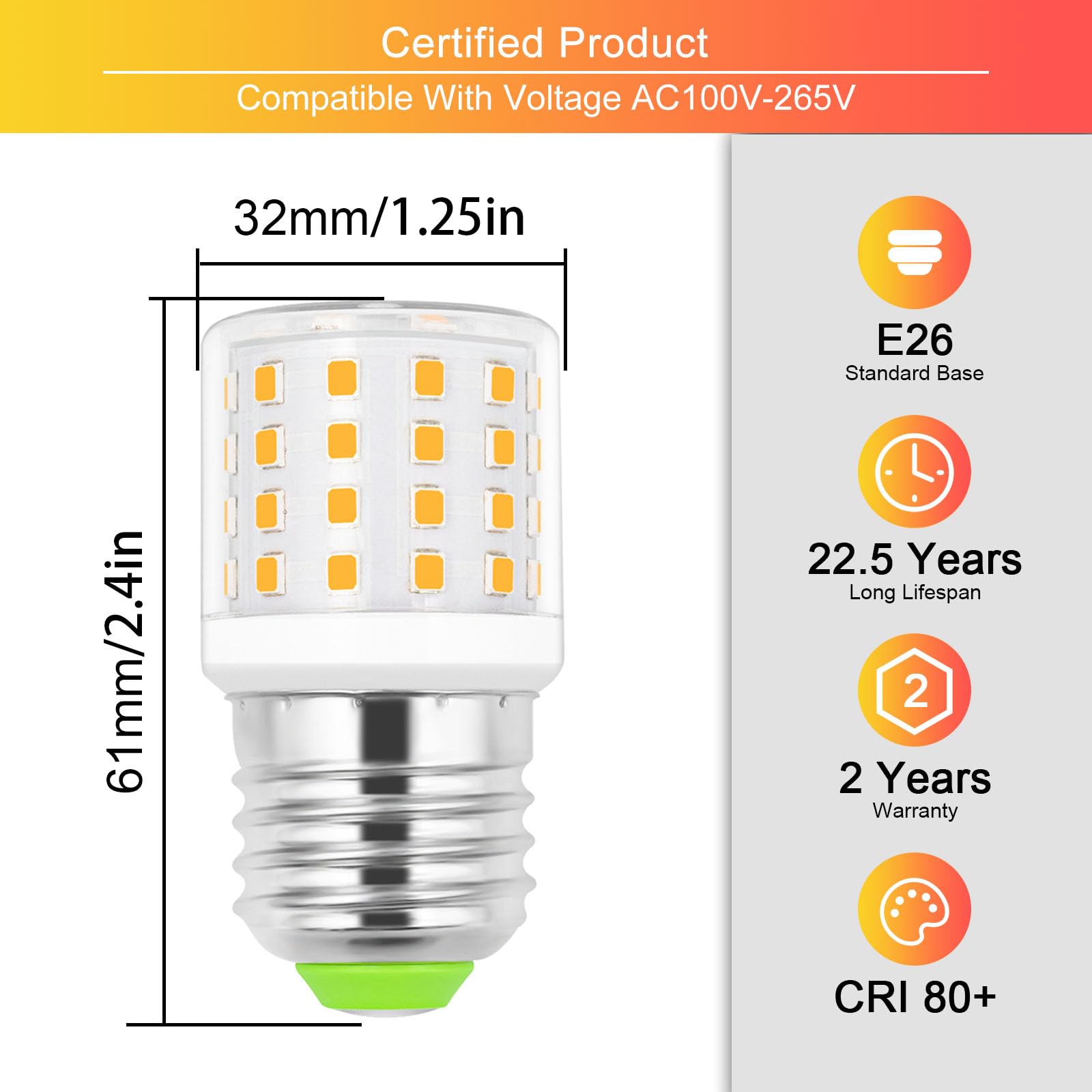 Zhenming Led Refrigerator Light Bulb Ac100-265V 3.5W Kei D34L 4W 40Watt Equivalent, E26 Medium Base Warm White 3000K A15 Applian