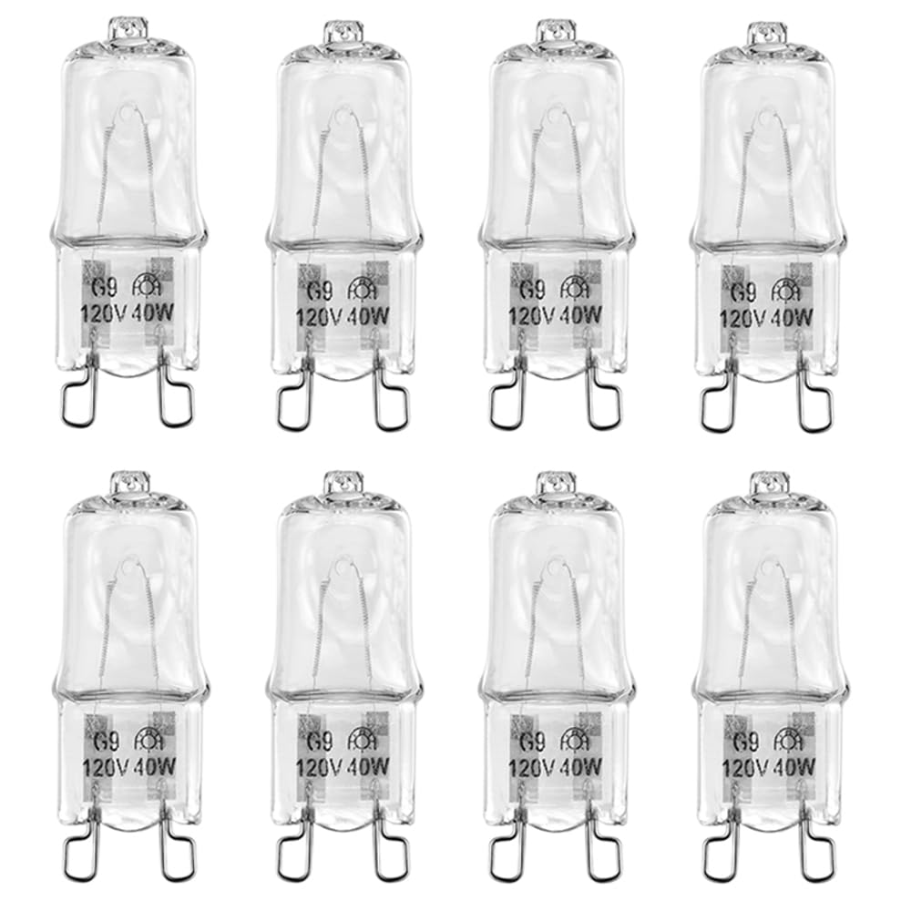 G9 Halogen Light Bulbs,120V T4 Bi-Pin 40W Xenon Small Light Bulb For Chandeliers, Spot Down Lamp, Cabinet Lights, Long Lasting L