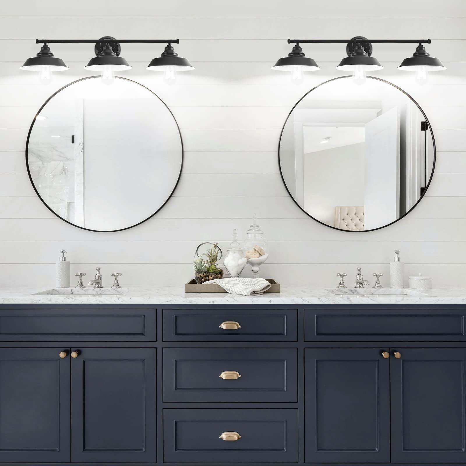 GoYeel Bathroom Vanity Light - Matte Black 3-Light Rustic Industrial Wall Sconce Fixture, Iron Material for Dressing Table