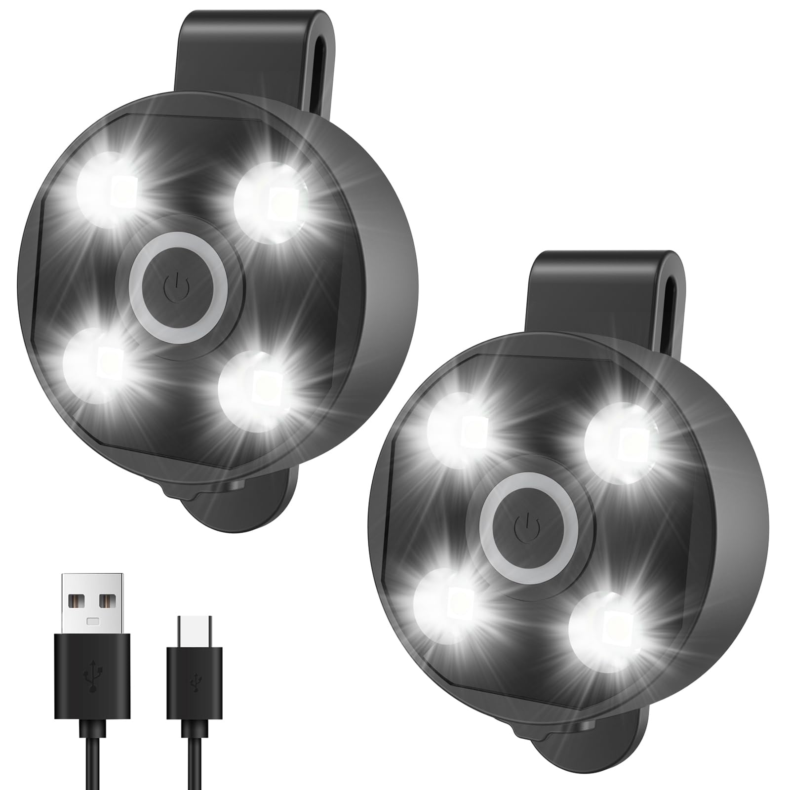 [2 Packs-Large Capacity Battery] Clip On Flashlight Running Lights For Runners Walking Light For Night Walking Wearable Flashlig