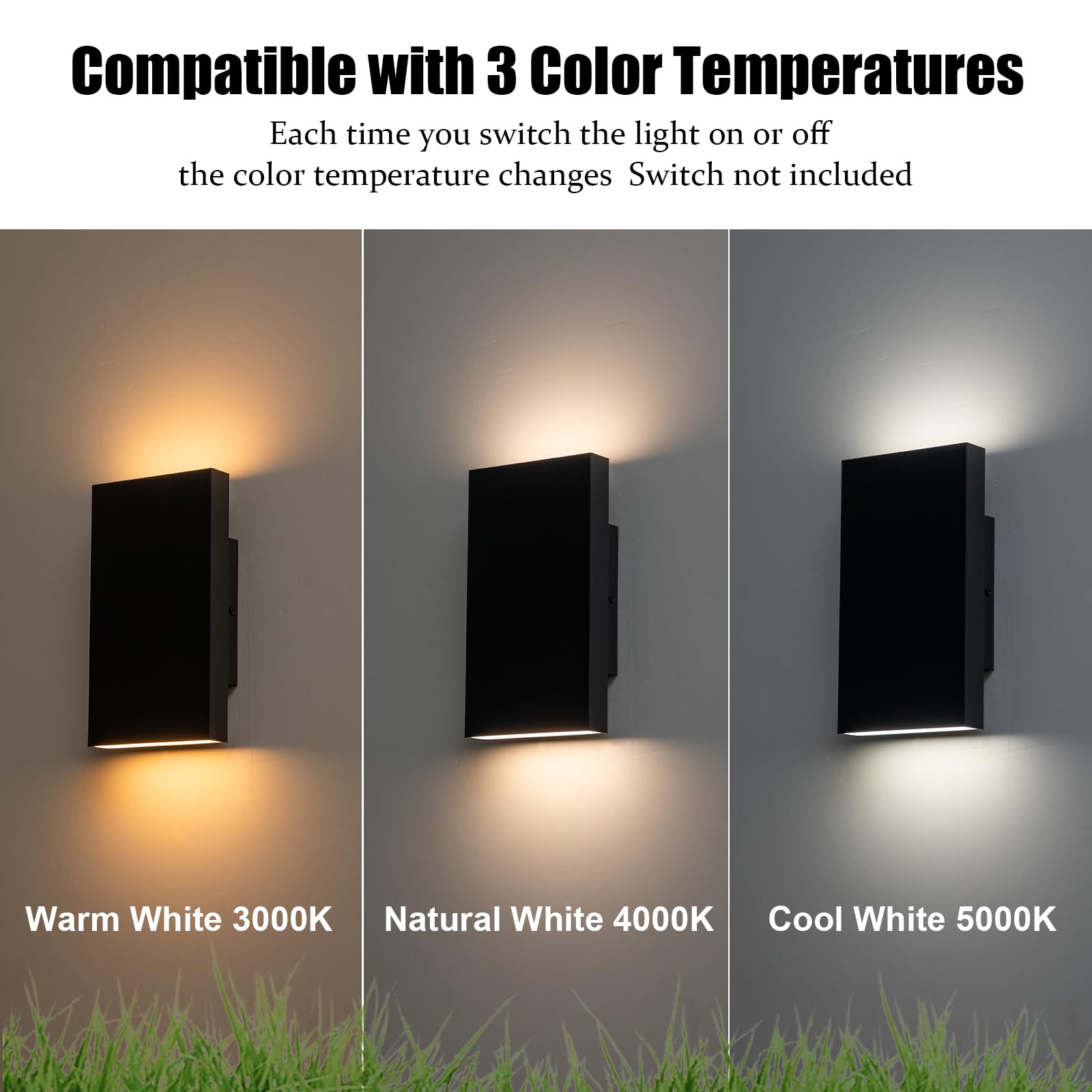 Zicbol Modern Outdoor Wall Light Black Up And Down Lights Outdoor 10 Led Exterior Lighting Fixtures For House  Porch Outside Lights For Entryway Front Door Patio Garage (10W  3000K/4500K/6000K)