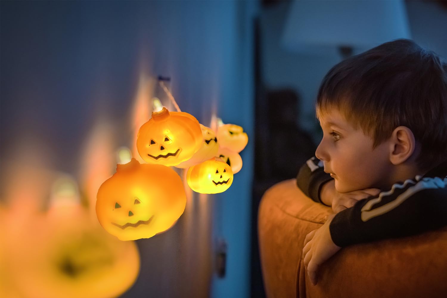 Besitek Halloween String Lights, 20FT 40 LEDs, Battery Operated, Waterproof Pumpkin Lights for Outdoor Party Decorations