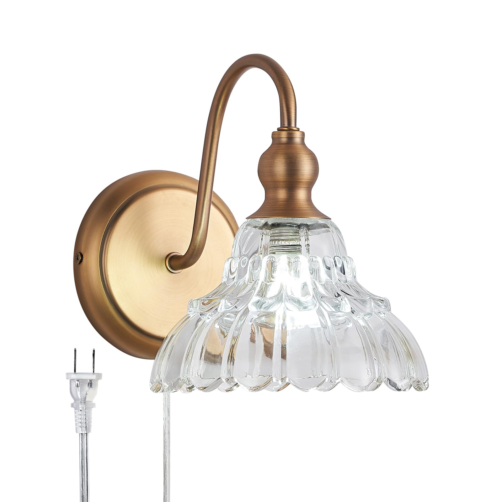 Tlolgt Modern Plug In Wall Sconces Brass Vintage Wall Light Fixtures Antique Vanity Lights For Fireplace Bathroom Bedroom Coffee