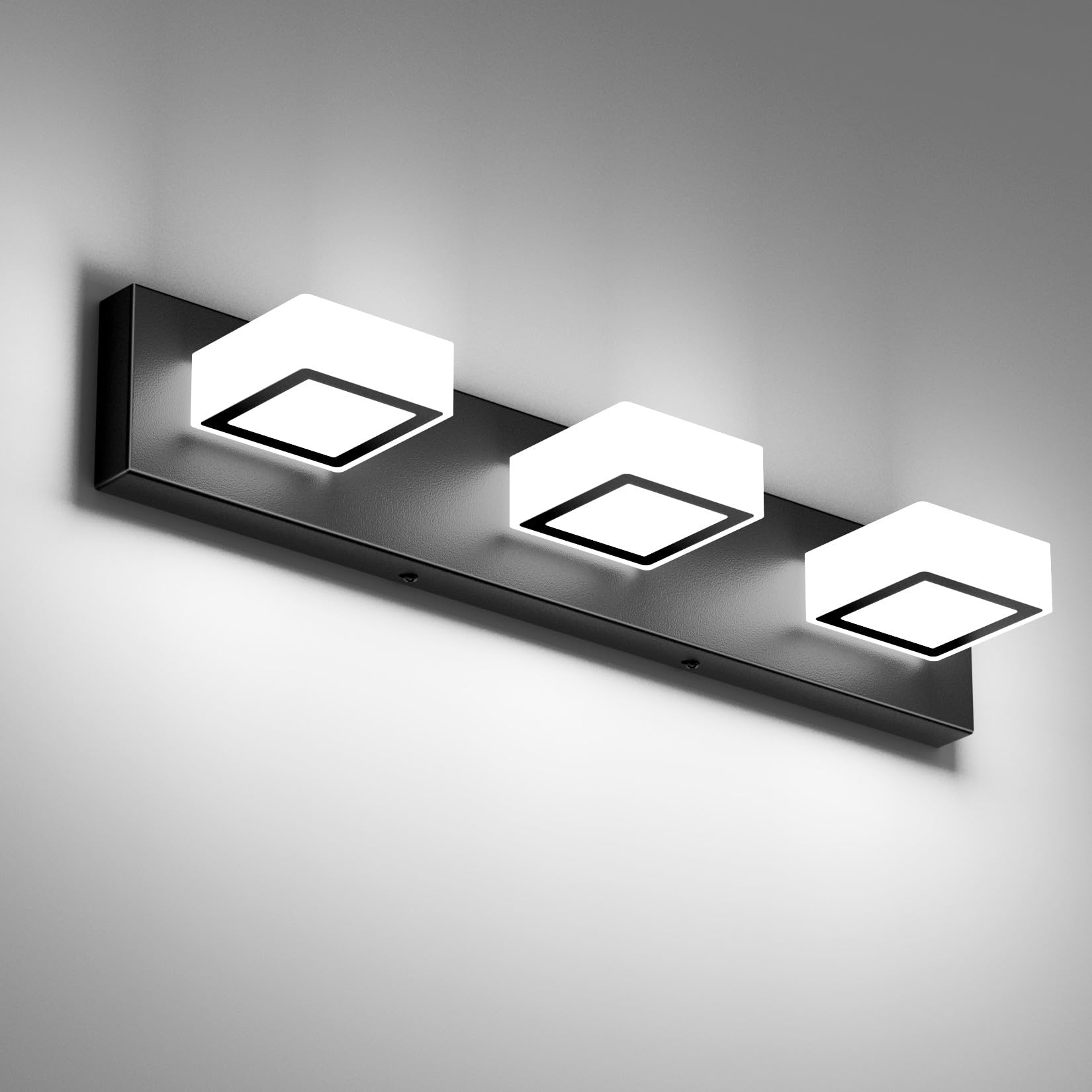 Ralbay Black Bathroom Vanity Lights 24inch Metal Acrylic LED Modern Bathroom Wall Lighting Fixtures Over Mirror Matte Black (White Light 6000K  Non-dimmable)