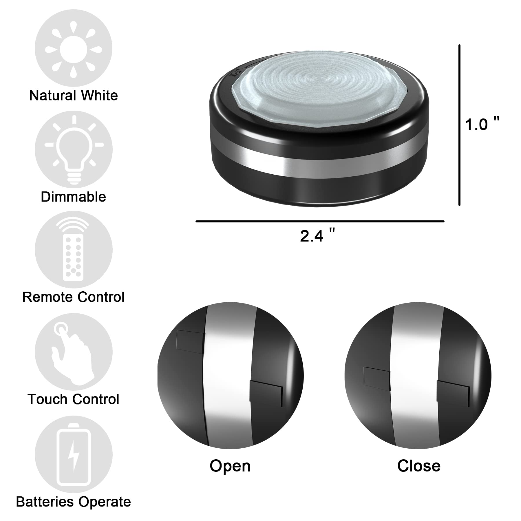 Starxing Puck Lights With Remote Control, Under Cabinet Lighting Dimmable Timer, Led Lights Battery Operated Powered For Kitchen