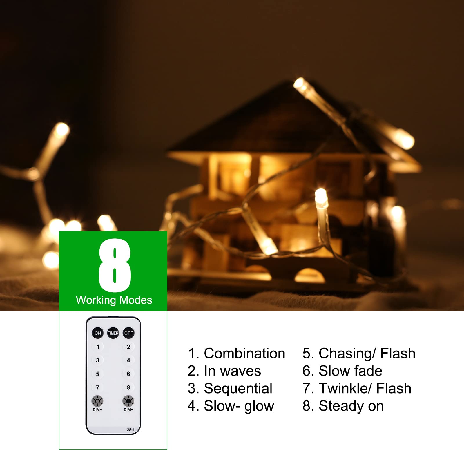 Brightown Icicle Lights Outdoor - 736 LED 66 FT, Warm White, 8 Modes, Waterproof, Remote & Timer, Model JT-EL/FC300V0300-D1
