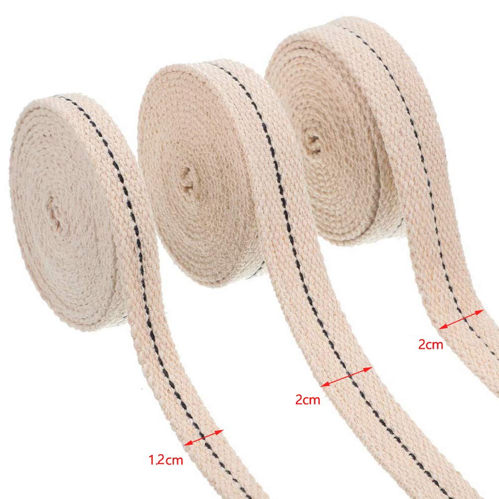 Pengxiaomei Cotton Oil Lamp Wick - 19.5 Foot, 3 Rolls, Beige & Black Replacement Wick for Oil Lanterns and Burners