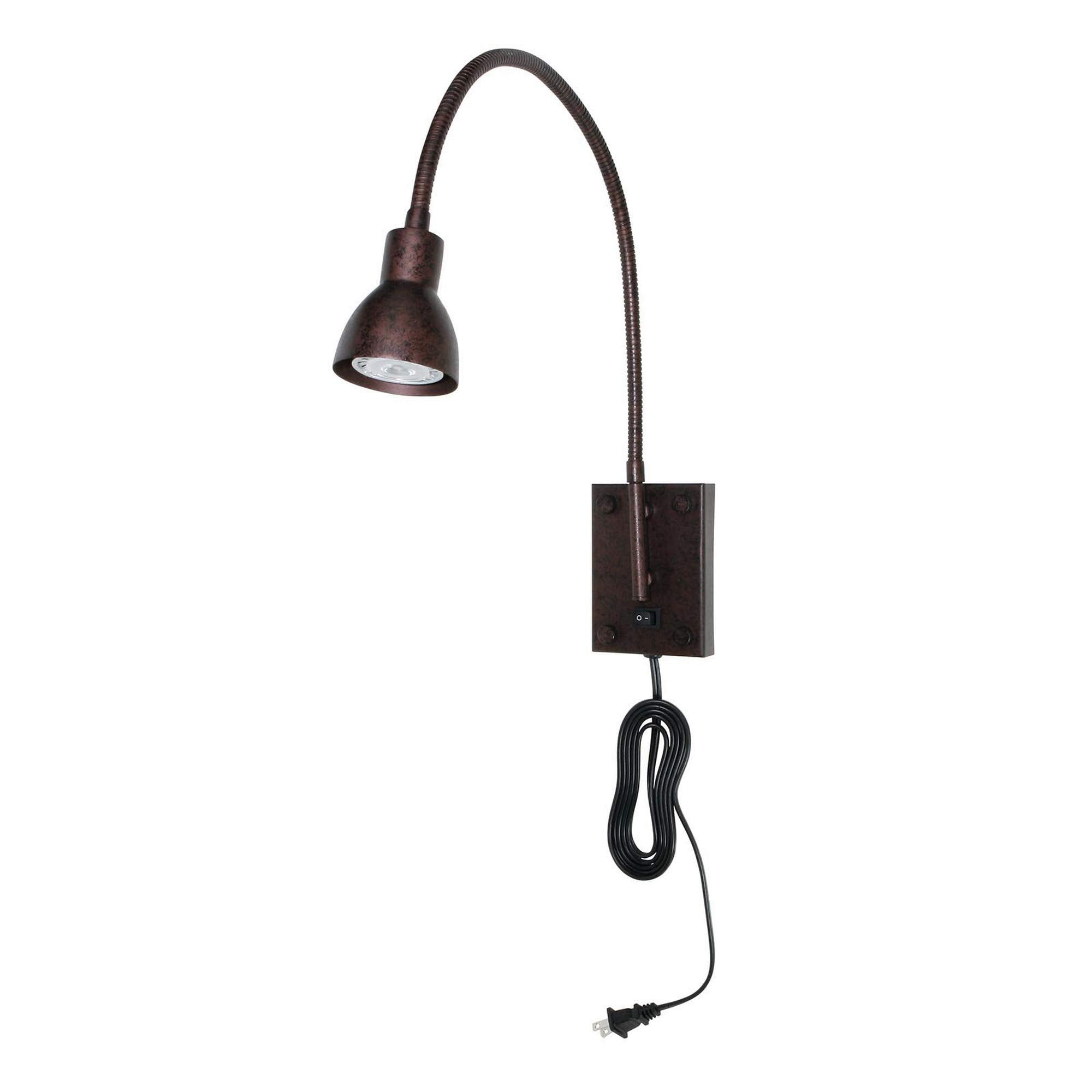 Benzara Metal Round Wall Reading Lamp, Plug-in Switch, Bronze, Model BM225089