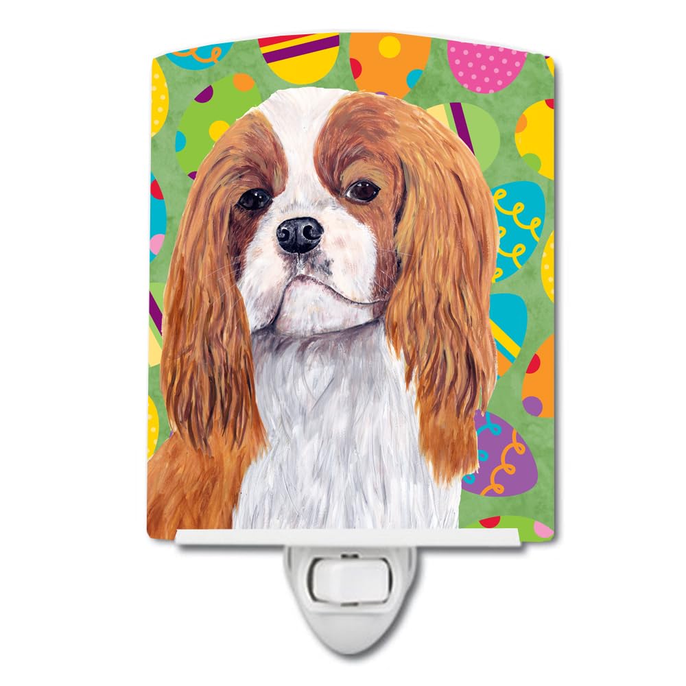 Carolines Treasures Ceramic Night Light, Cavalier Spaniel Easter Eggtravaganza, UL-Certified, 6x4x3in, Multicolor, Model SC9474CNL