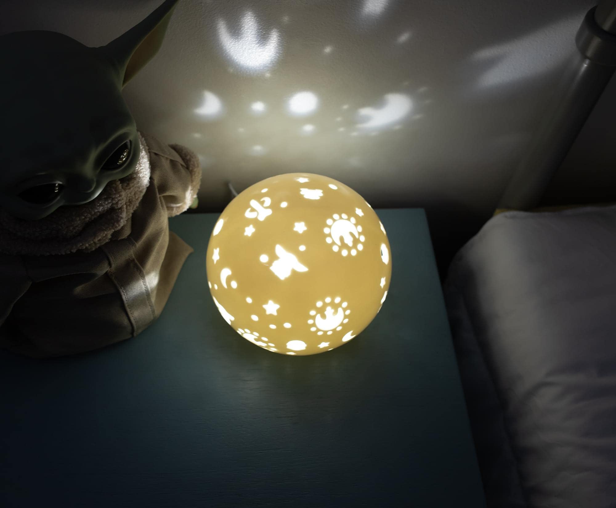 Star Wars: The Mandalorian Grogu Ceramic Mood Light | Nightstand Table Lamp With Led Light For Bedroom, Desk, Living Room | Home Decor Room Essential | Movie Gifts And Collectibles | 6 Inches Tall
