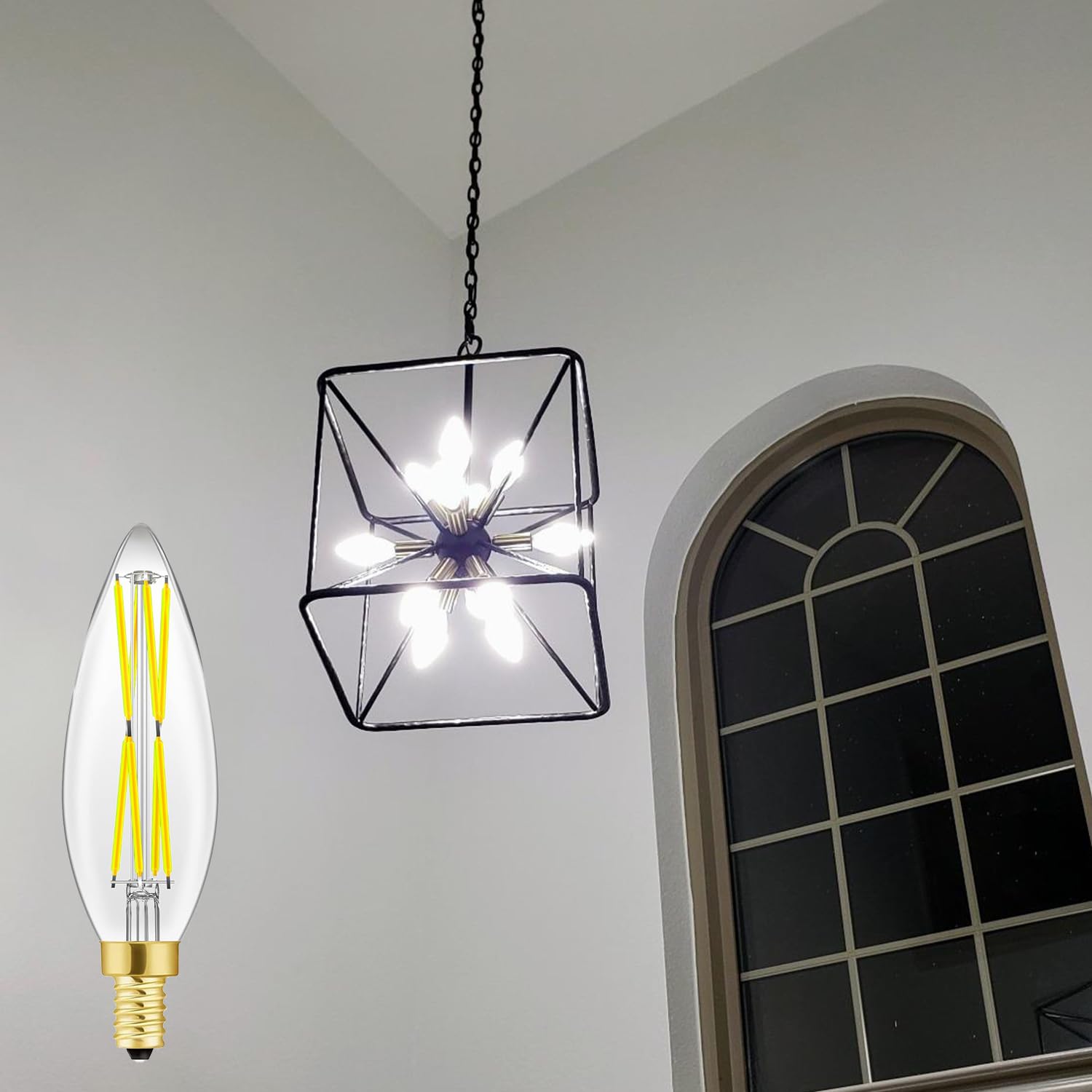 E12 Candelabra Bulbs 5000K Cool White,Dimmable Led Bulbs 8W,Candle Bulb 100 Watt Equivalent,Chandelier Light Bulbs 4.85In,Led Li