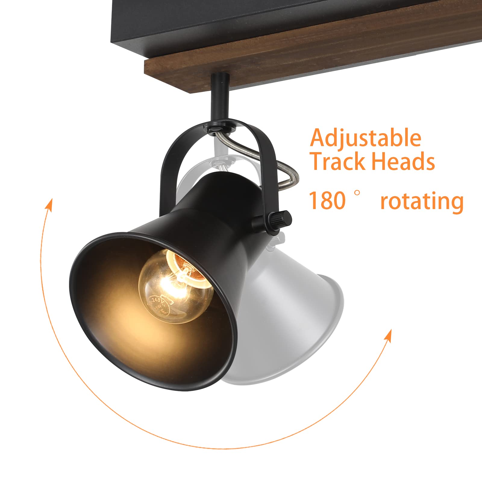 SEEBLEN 3-Light Adjustable Black Track Lighting Fixture, Metal Ceiling/Wall Mount for Kitchen, Living Room, Dining Room, Bathroom