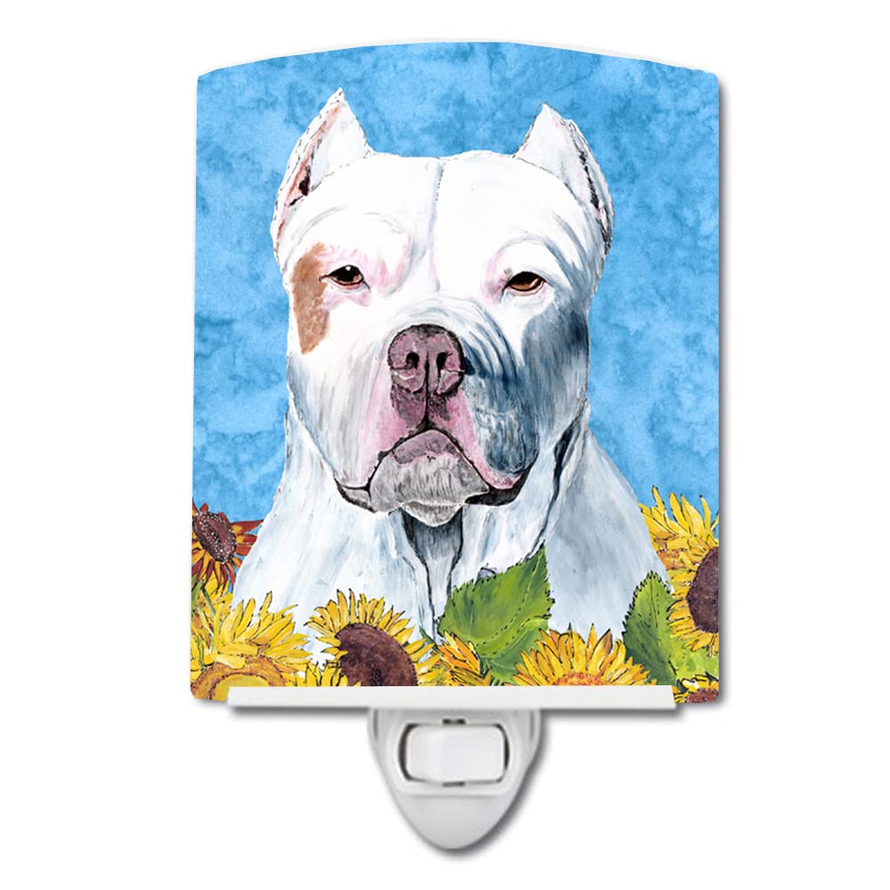 Carolines Treasures Ceramic Night Light, Pit Bull Design, UL-Certified, 6x4x3 inches, Ideal for Bedroom, Bathroom, Kitchen