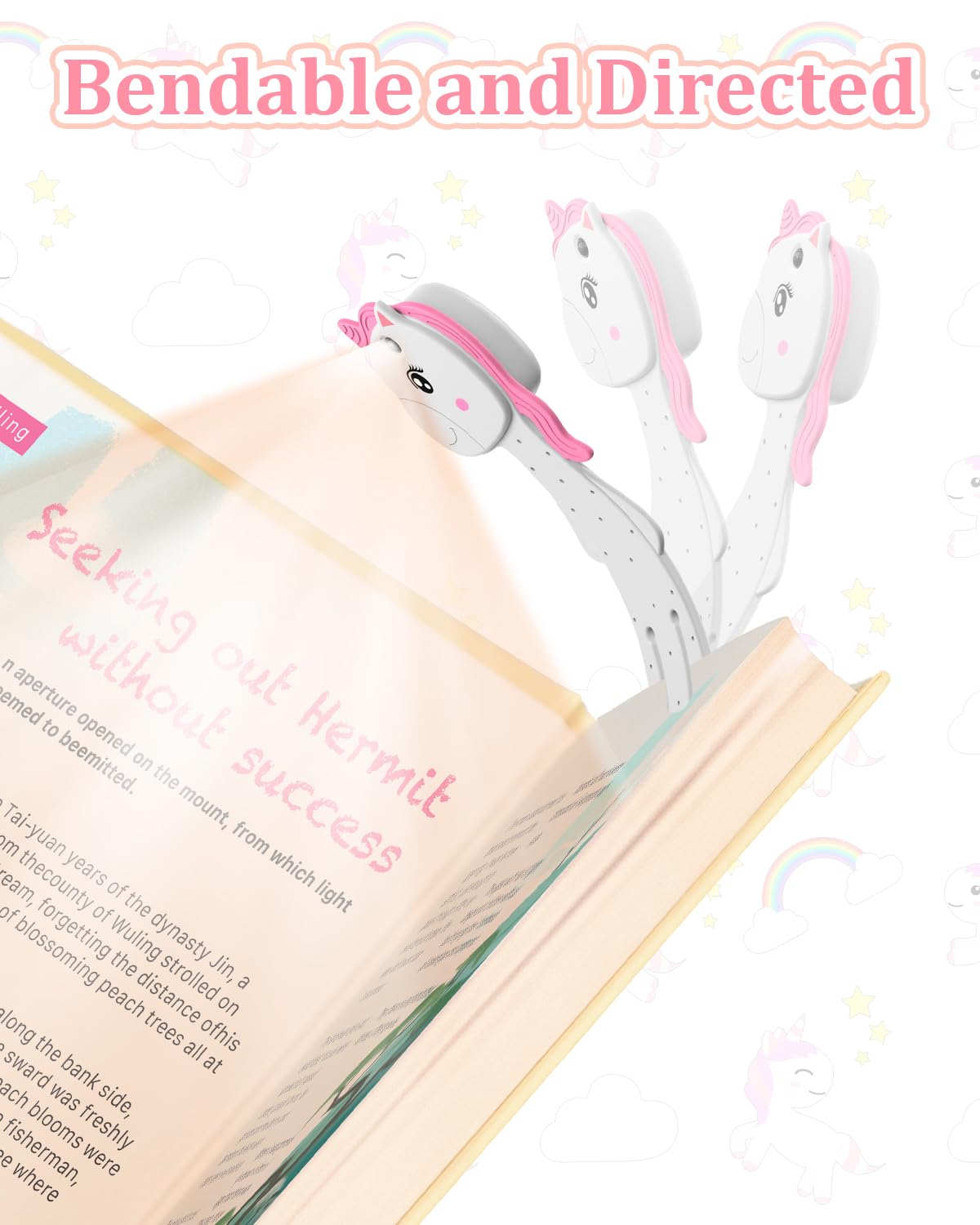 Eastpin Stocking Stuffers For Girls Book Light, Unicorn Reading Light For Book Lovers, Cute Bookmarks Small Reading Light For Bo