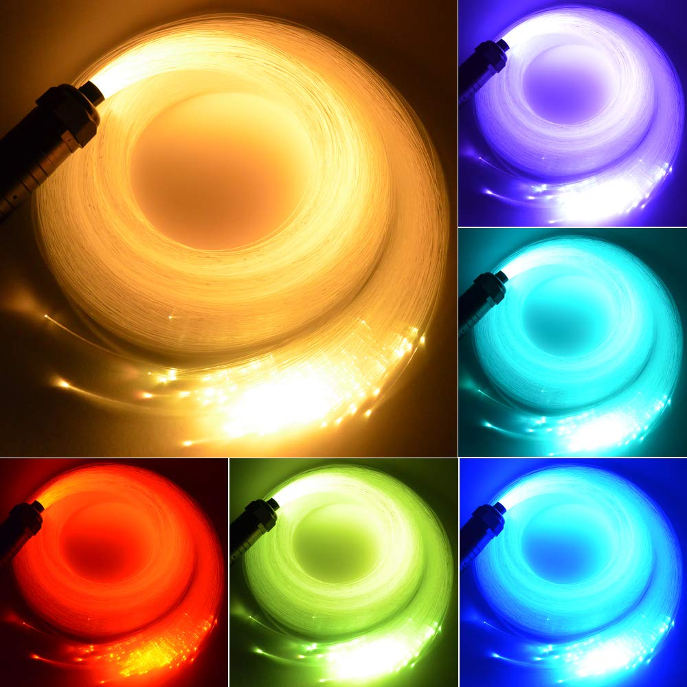 Kavoda Led Fiber Optic Star Ceiling Light Kit, 6W Rgbw, 300 Strands, 0.75Mm, 2M/6.5Ft, Multi-Colored,