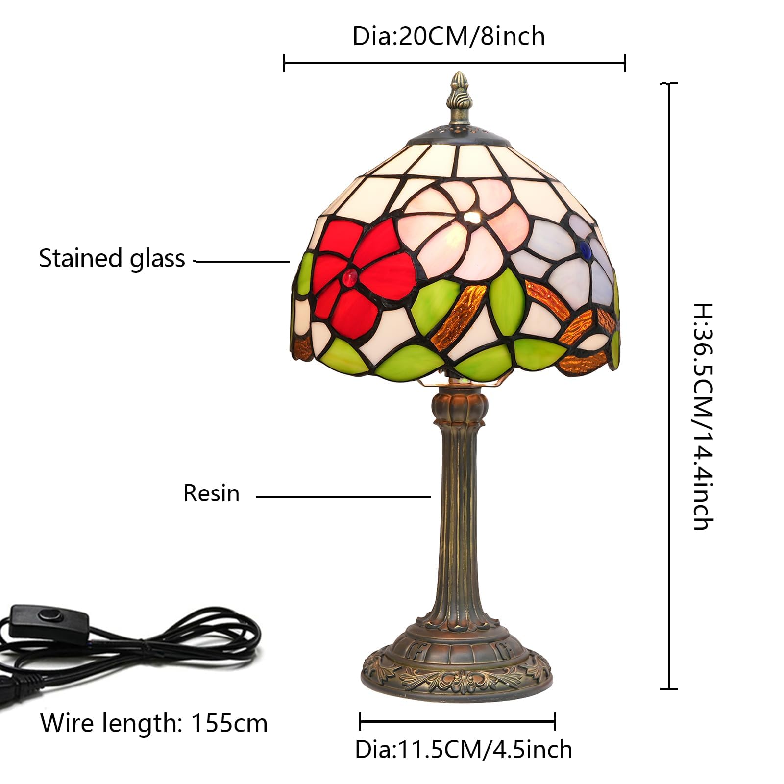 Wecrejoni Tiffany Lamp Stained Glass Lamp Small Bedside Table Lamps For Living Room Bedroom Dorm Kitchen Home Decor Festival Birthday Gift Morning Glory