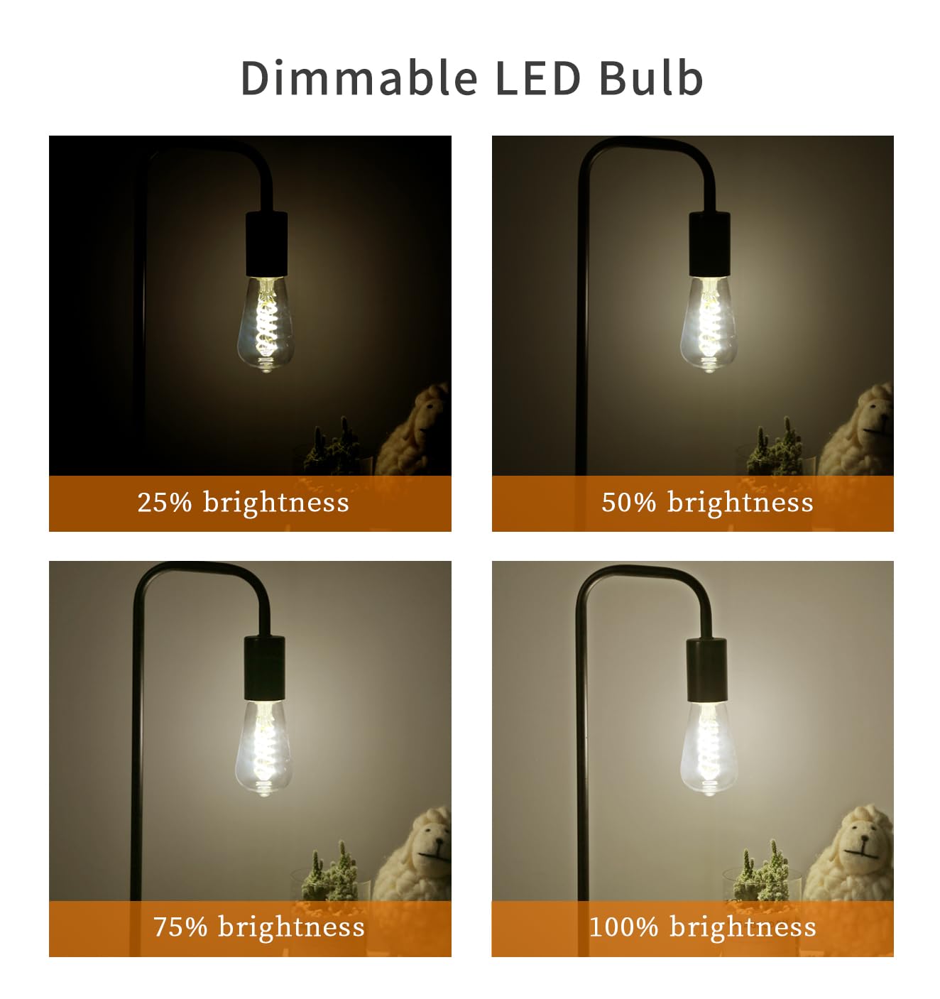 Austin Coast 6 Pcs Dimmable Vintage Led Edison Bulbs, 6W Equivalent 60 Watt, Natural White 4000K, Antique Flexible Spiral Led Fi
