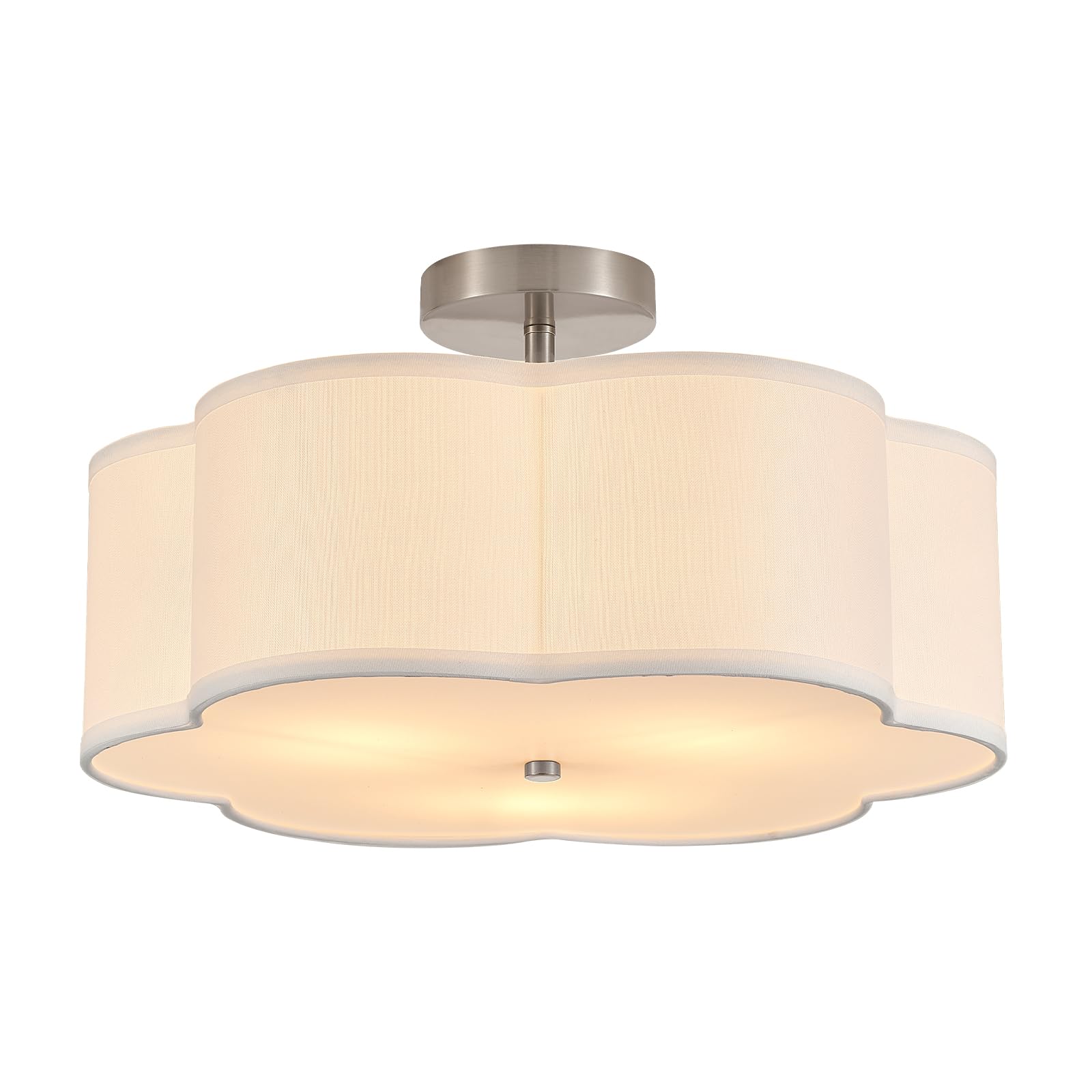 Widluth 18 Modern Semi Flush Mount Ceiling Light Modern 3-Lights Linen Drum Ceiling Lighting With Chrome Finish  Vintage Ceiling Light For Living Room  Kitchen  Basement  Laundry Room  Bedroom