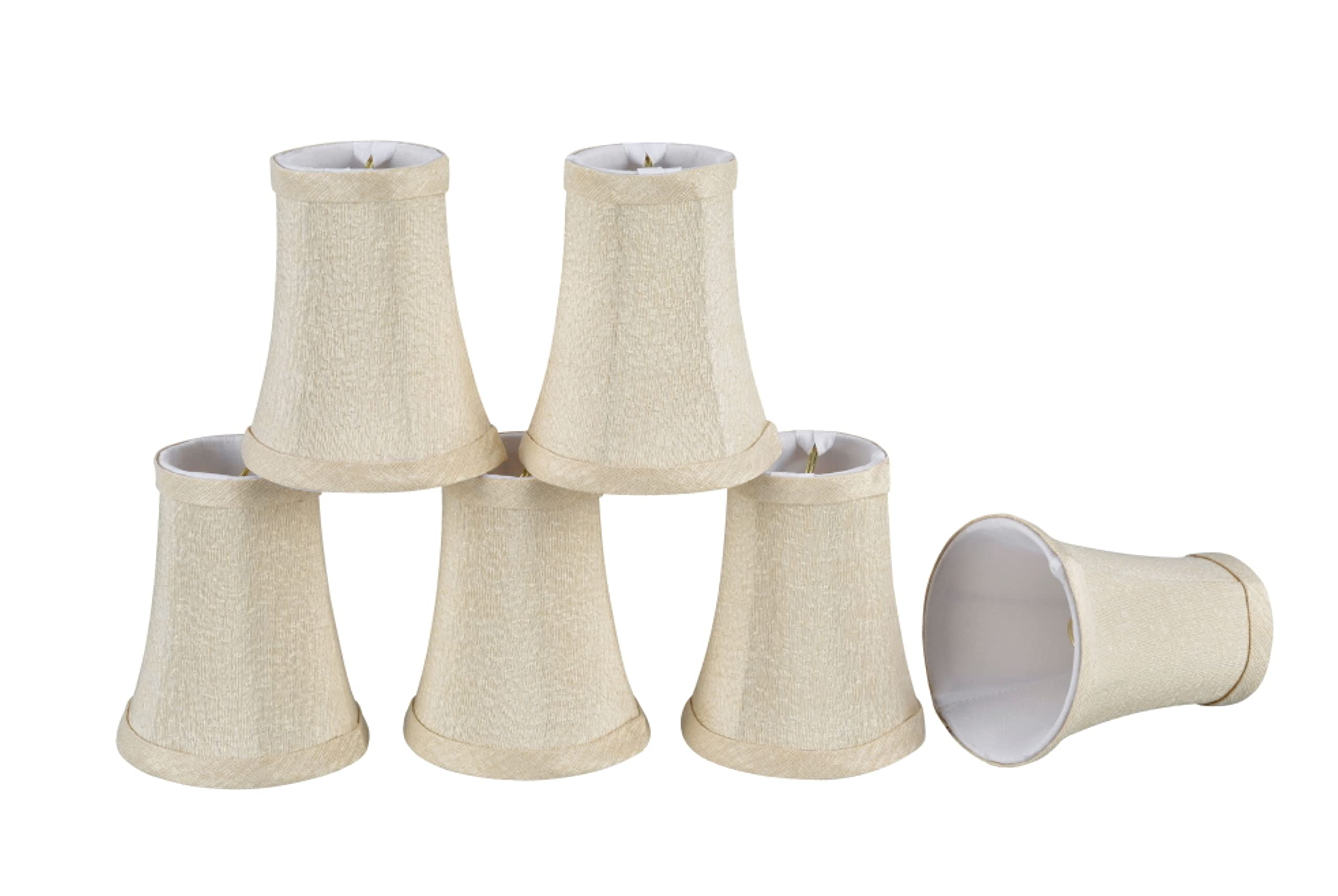 Aspen Creative 30013-6A, Bell Clip-On Chandelier Lamp Shade, Butter Creme, 2 1/2&quot; Top x 4&quot; Bottom x 5&quot; Slant Height, Set of 6