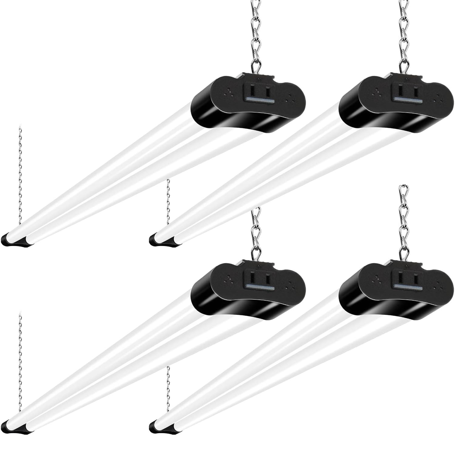 hykolity Linkable LED Shop Light, 4400lm, 4FT, 42W, Aluminum, Black, 4 Pack, ETL
