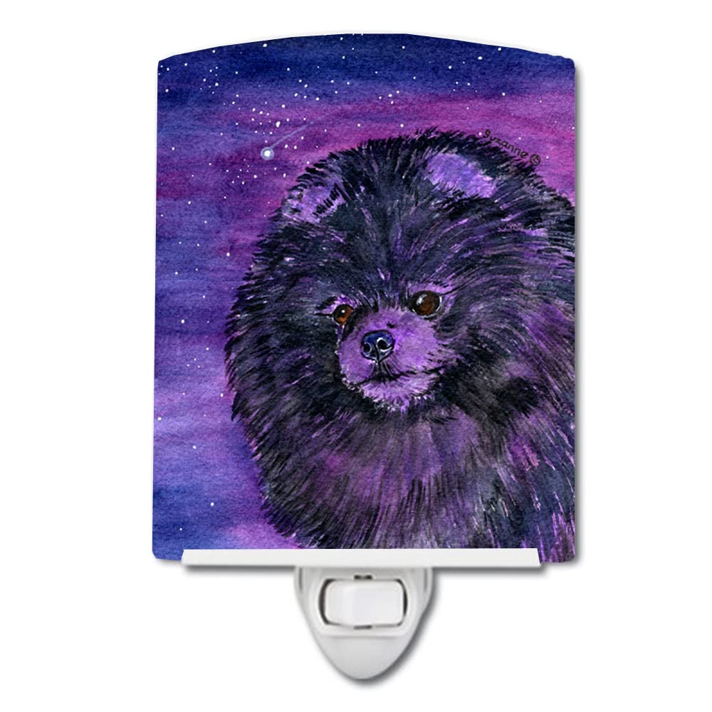 Carolines Treasures Ceramic Night Light, Starry Night Pomeranian, UL-Certified, 6x4x3in, Multicolor, Model SS8501CNL
