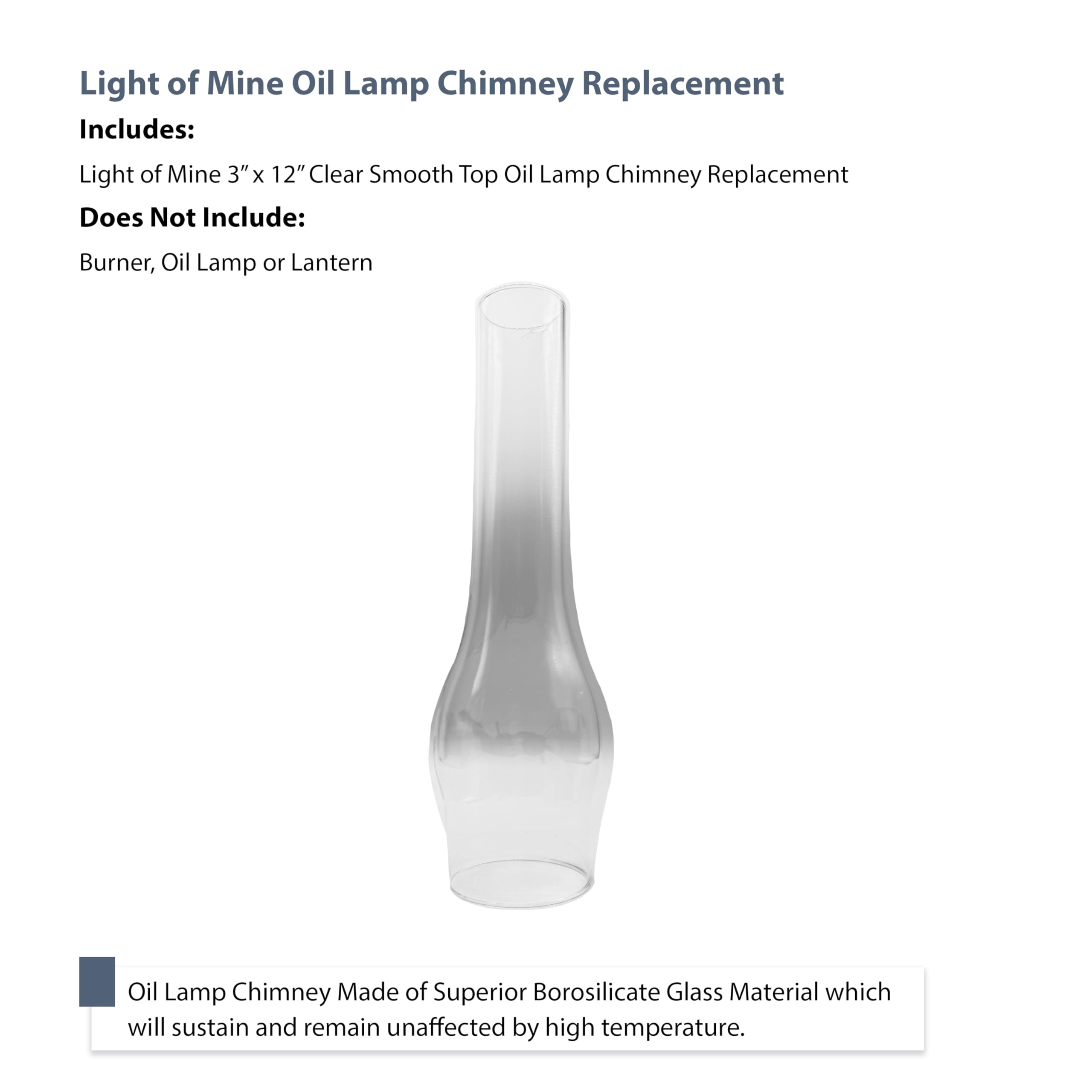 Light Of Mine - 3'' X 12'' Oil Lamp Replacement Chimney (3'' X 12'')