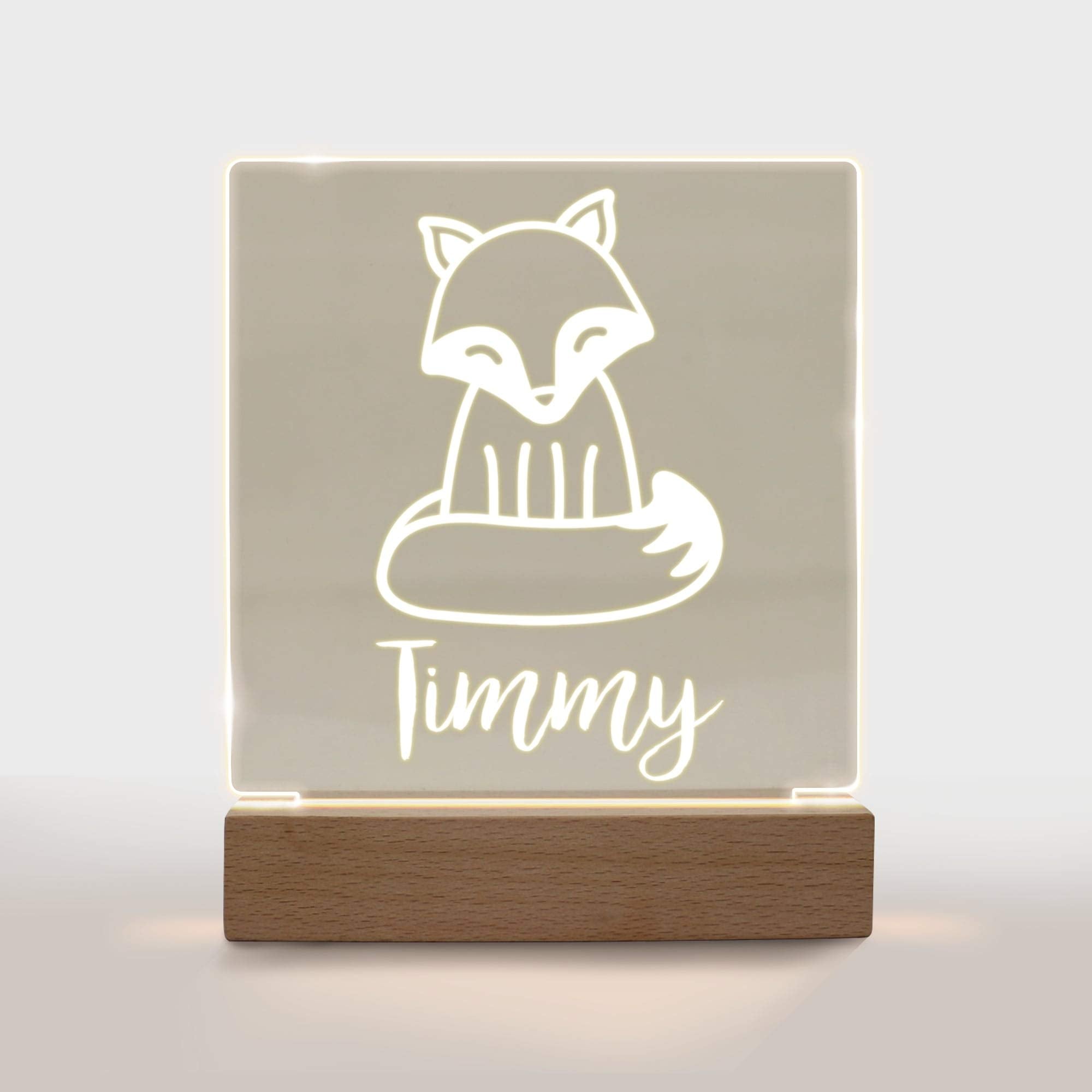 Personalized Night Light For Kids Girls Boys Customized Gifts For Baby Nursery Bedroom Decor Fox