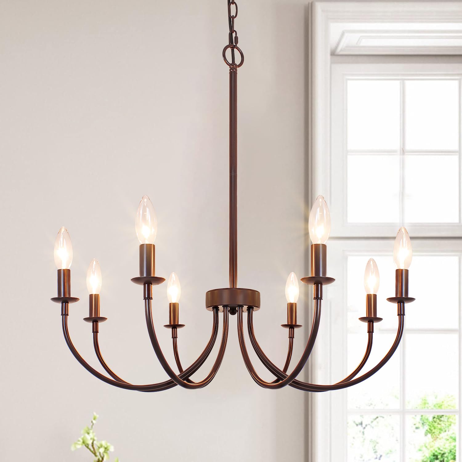 Puyveyor 8-Light Farmhouse Chandelier for Dining Room Lighting Fixtures Hanging, Oil-Rubbed Bronze Candle Chandelier, Industrial