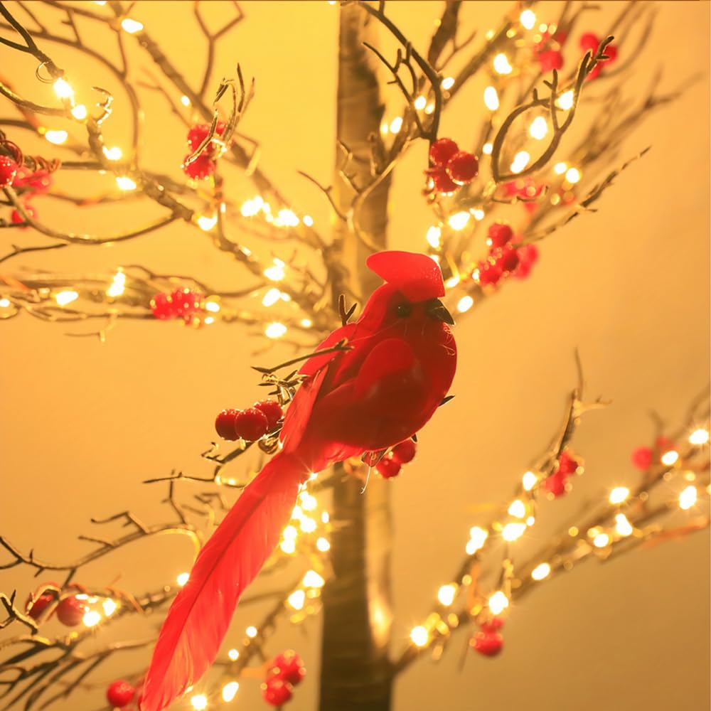ZWJFDCBD Vintage Glowing Tree - 21in LED Twinkle Lamp, Battery Powered, Red, Copper Wire + ABS, Perfect for Christmas & Home Décor