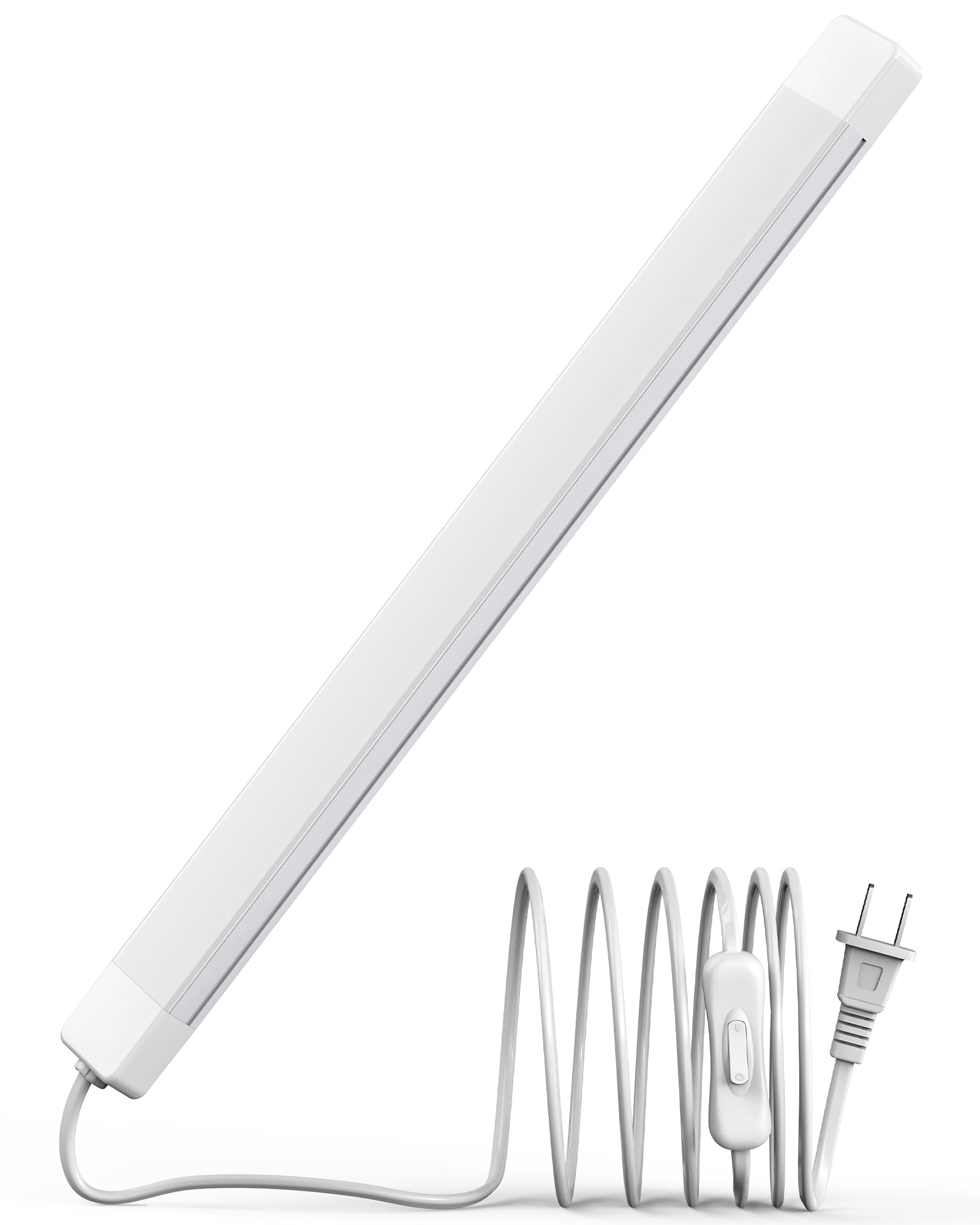 ASOKO 16 Inch Under Cabinet Lights,Plug and Play Under Counter Lighting,6000K Cool White with 700LM Bright,ETL Light Bar with ON