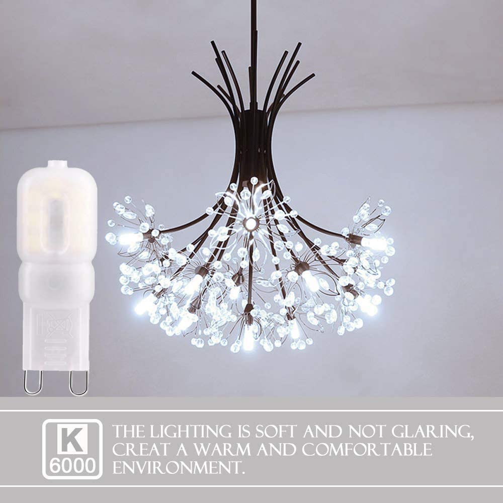OTTOSEA G9 LED Bulb, 3W (30W Halogen Equivalent), 260LM, 6000K Daylight White, Dimmable, 10-Pack, Plastic Base
