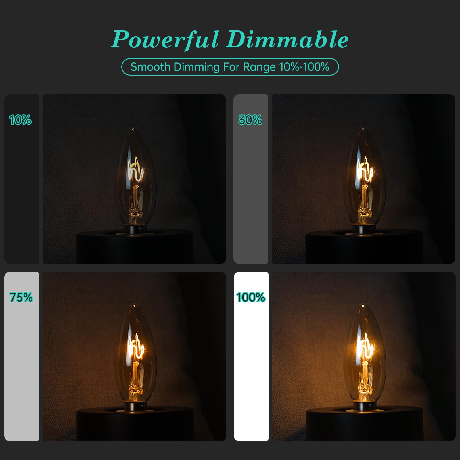 E12 Candelabra Light Bulbs 20W 25W Replacement, Super Thin Filament E12 Led Light Bulbs Dimmable, Chandelier Candle Light Bulb 2