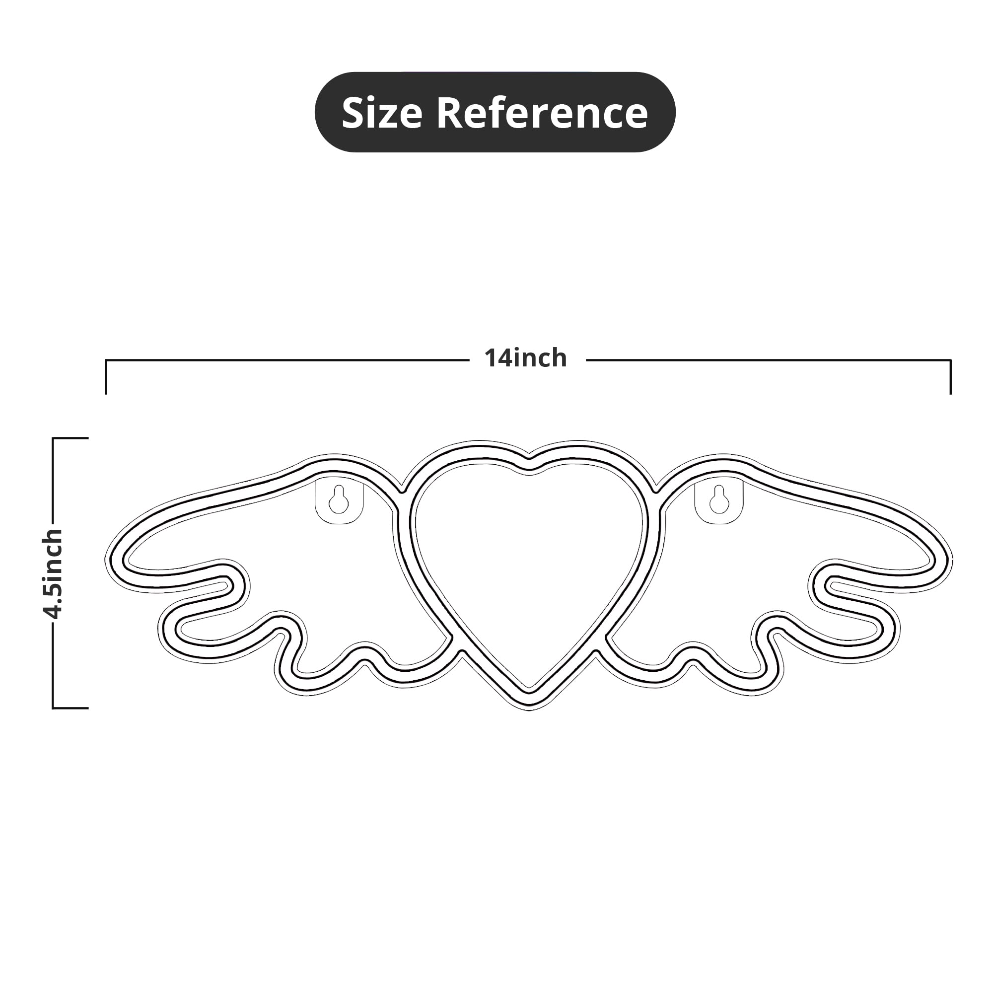Lumoonosity Neon Heart & Angel Wings Sign - USB Powered LED Light, 14 x 4.5 inches, Angel Heart Red/White, Model NS-Angel Heart