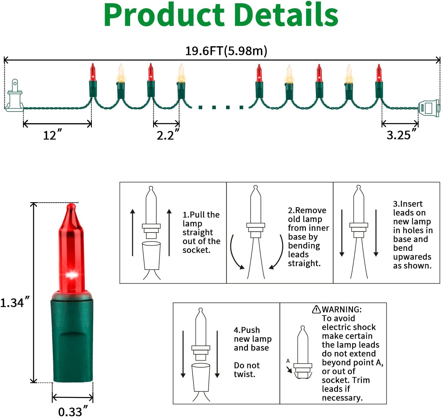 Lamphome 100 Count Red Clear Christmas Lights  Green Wire 20Ft Incandescent Holiday String Light Set For Indoor Outdoor Use Christmas Tree  Halloween  Valentine Wedding Lighting Decoration
