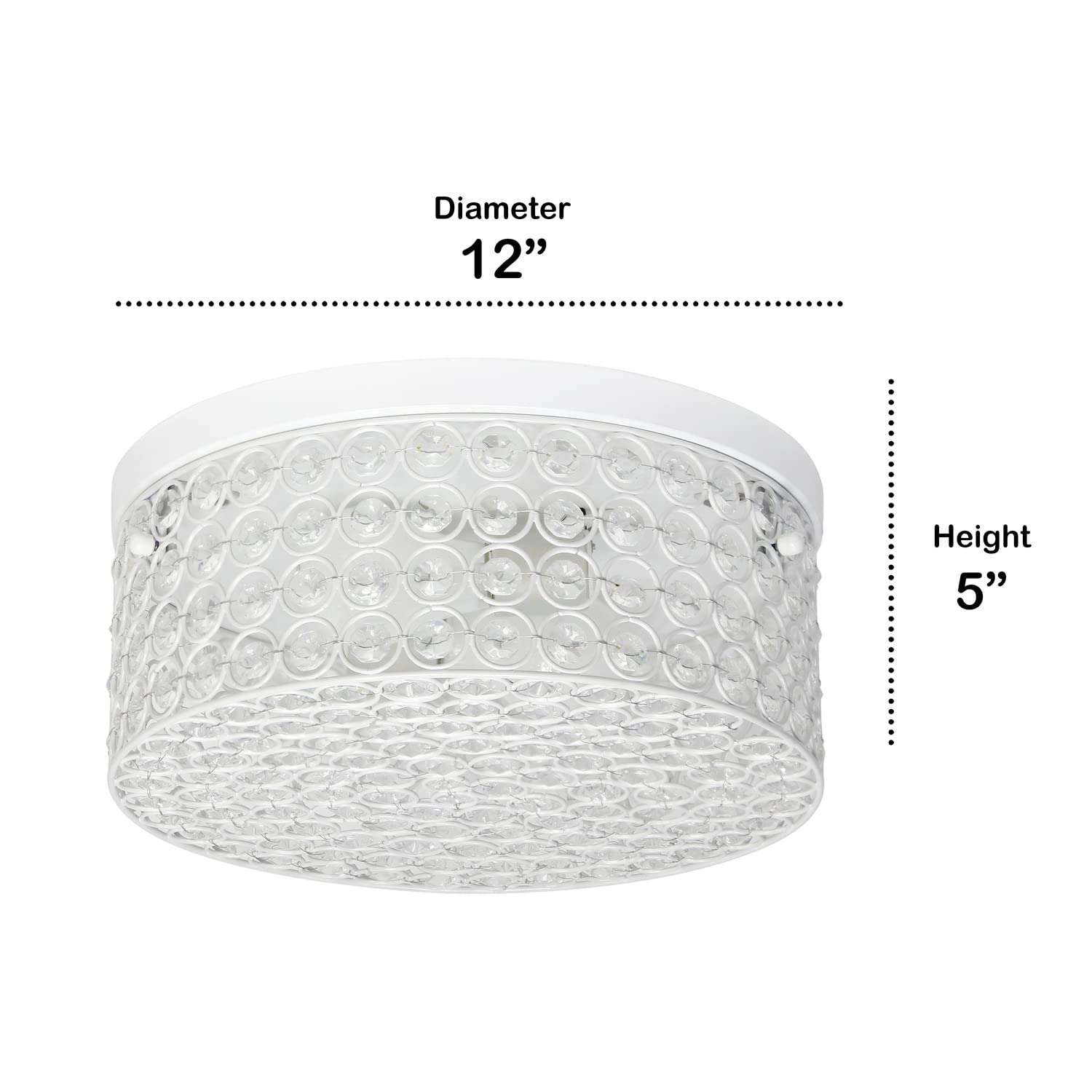 LALIA HOME Glam 2 Light Flush Mount, Glass, 12 Inch, White, Model LHM-2003-WH
