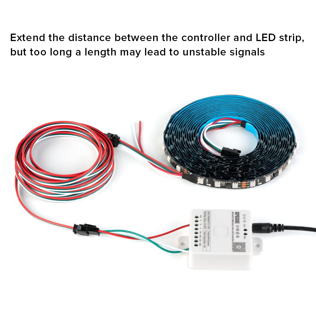 BTF-LIGHTING 20AWG JST SM Male Female Plug Connector 6.56FT Extension Cable for WS2812B WS2811 LED Strip Lights, White
