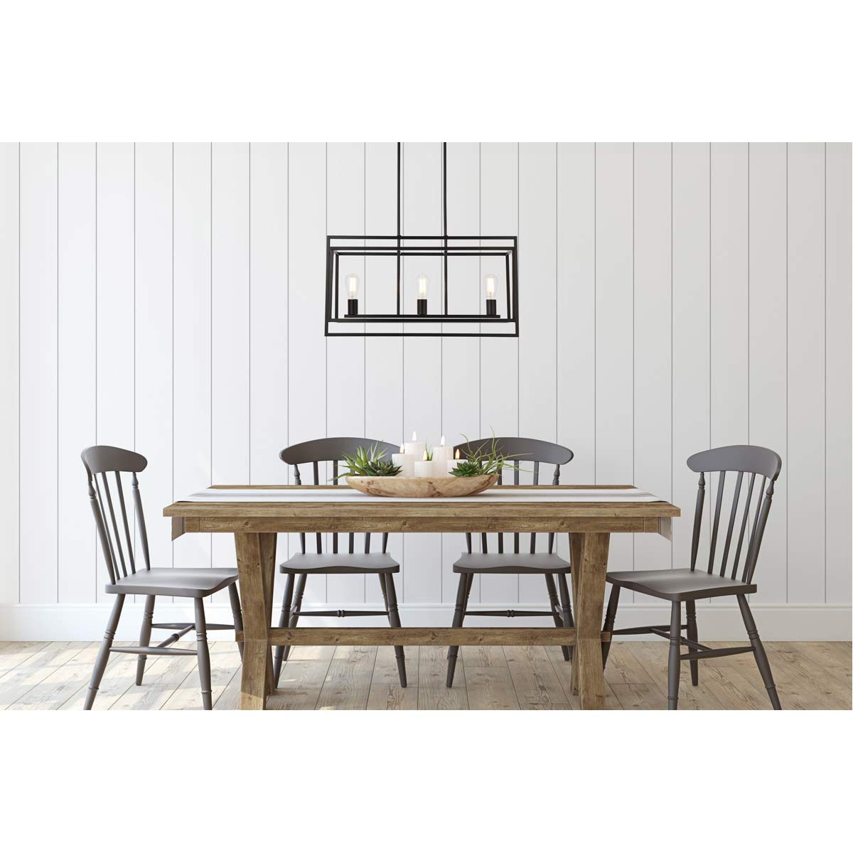 Living District Voir 3-Light Mid-Century Metal Pendant in Black