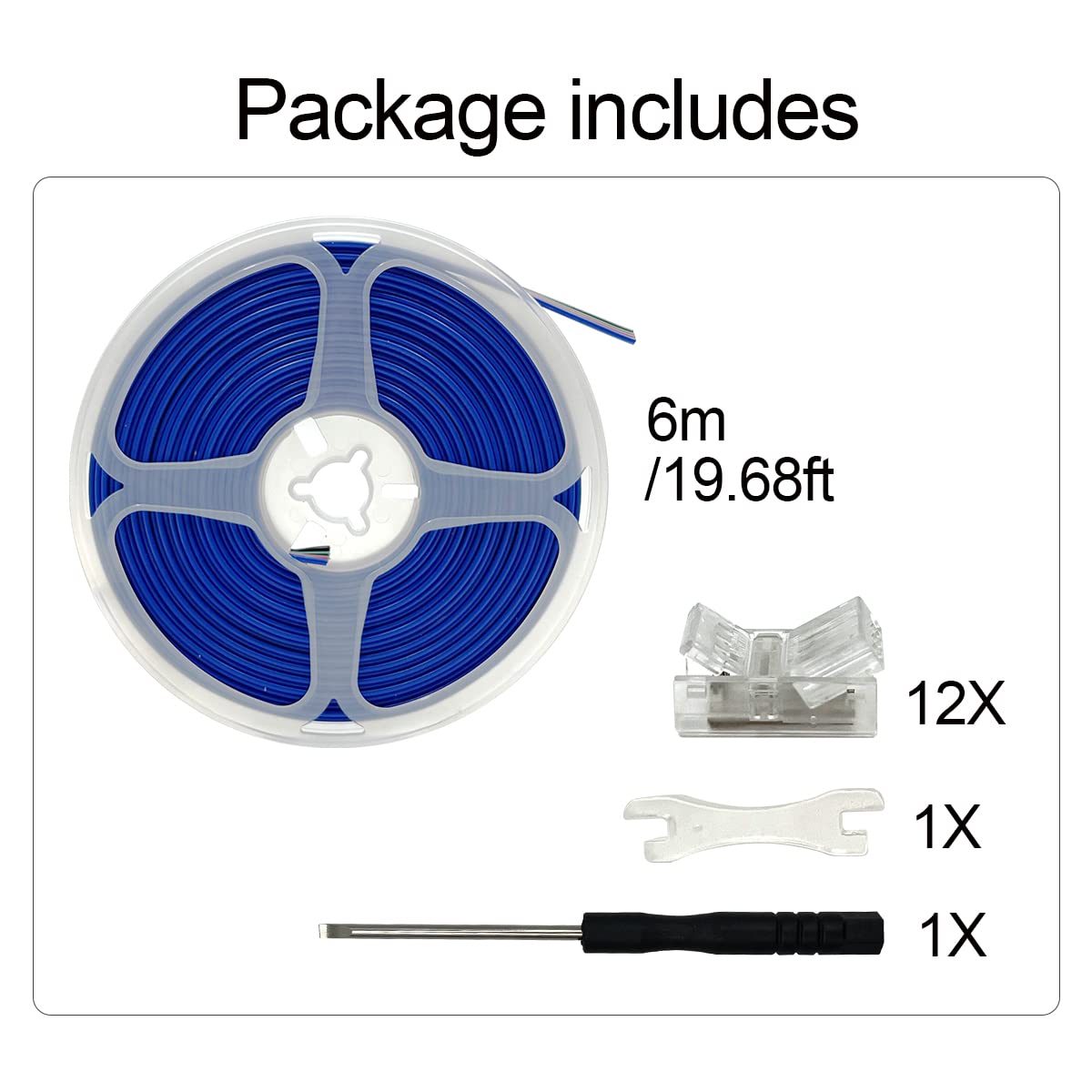 Hamrvl 12 Pack Cob Led Strip Light Connectors, 4 Pin, Led Strip To Wire Solderless Transparent Track Lighting Adapter, 6M/19.68F