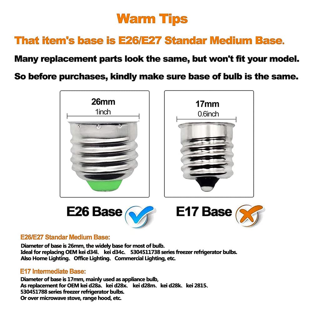 ZHENMING LED Refrigerator Bulb 7W E26 Medium Base Daylight White 5000K T5766C-E27-DW 3 Pack