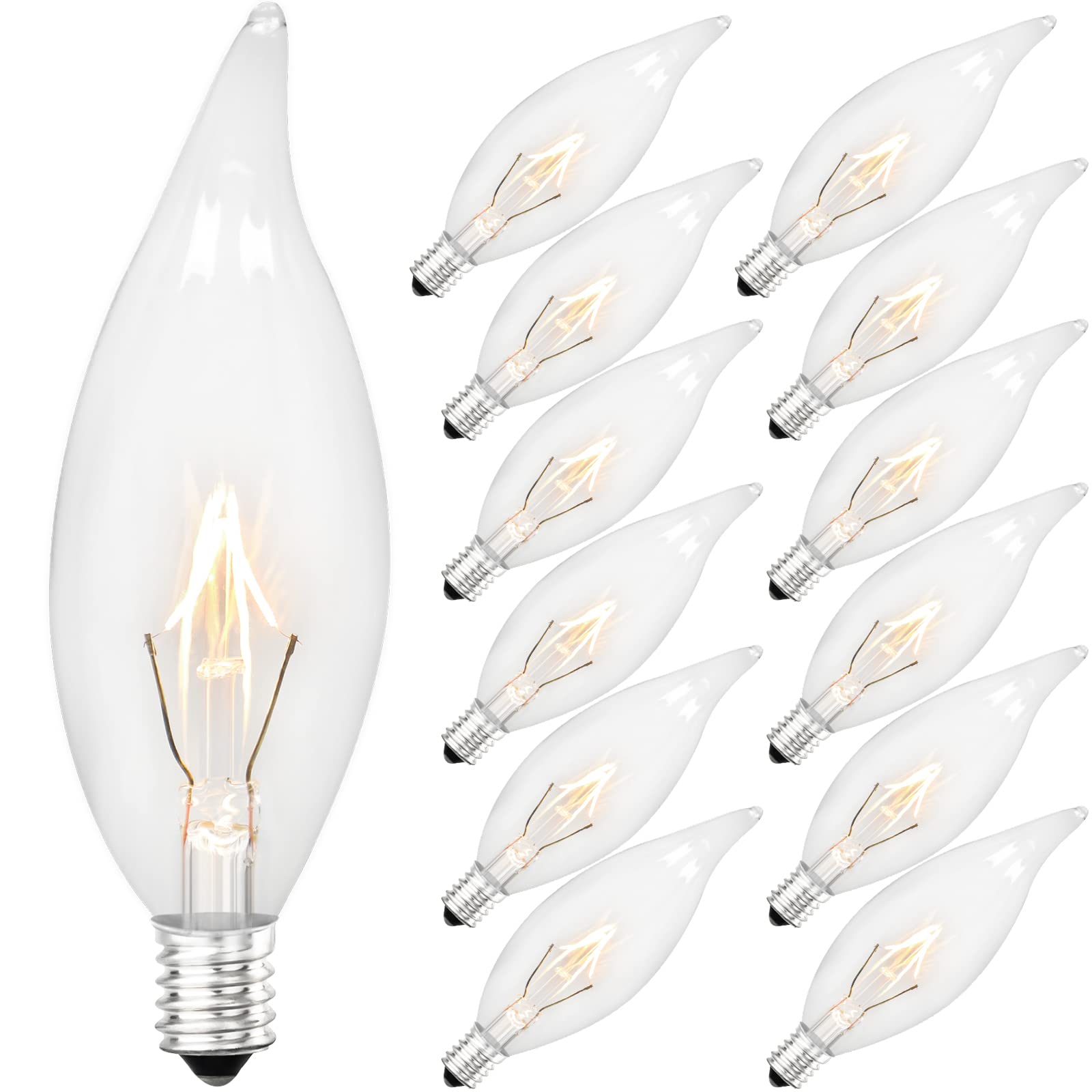 Brightever Vintage Incandescent Light Bulbs 40W Dimmable 2500K Warm White E12 C32 12-Pack