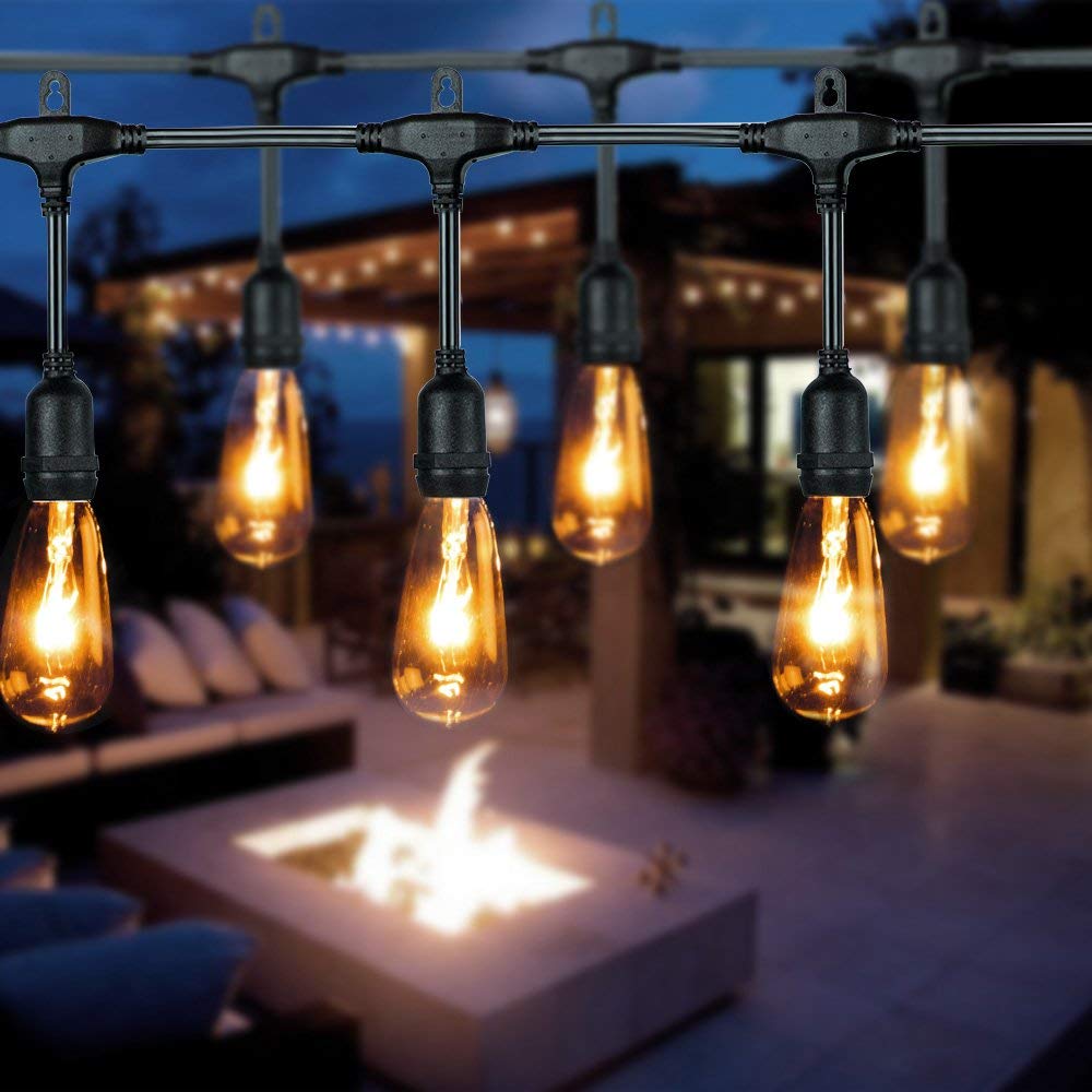 Brightown 10 Pack ST40 Edison Replacement Light Bulbs, 7W E17 Screw Base, Clear Glass, Warm White for Outdoor String Lights