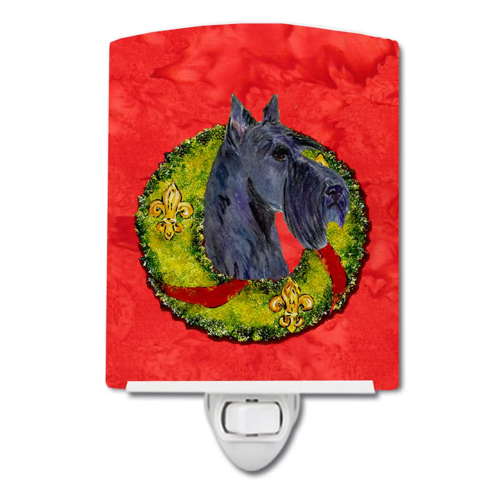 Caroline'S Treasures Scottish Terrier Christmas Wreath Ceramic Night Light, 6X4X3, Ul-Certified