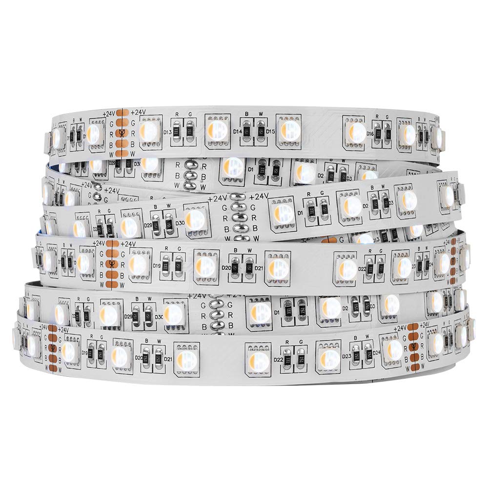 BTF-LIGHTING 5050 RGBW LED Tape Lights 5m 60LEDs/m White PCB IP30 24V Multi-Colored for Home Decoration